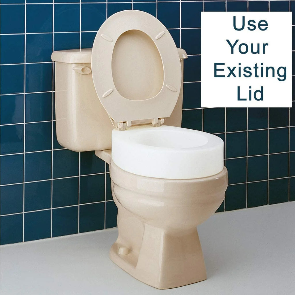 Carex Raised Toilet Seat, Universal Fit for Round Bowls, White, 300 lb Capacity B8396