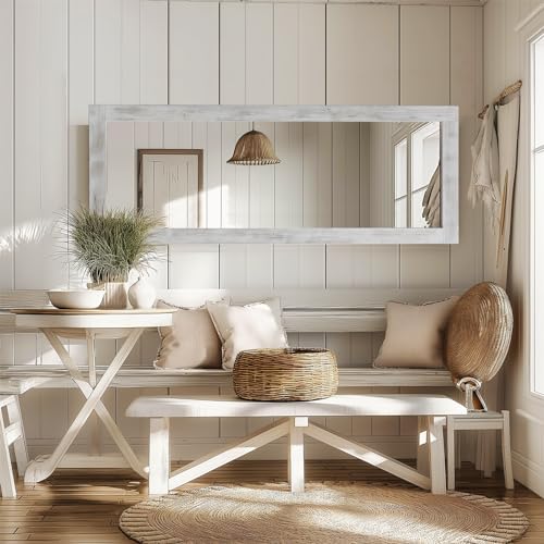 MELOMOIR Rustic Farmhouse Full Length Mirror 64"x21" Wood Frame Floor Mirror U91698