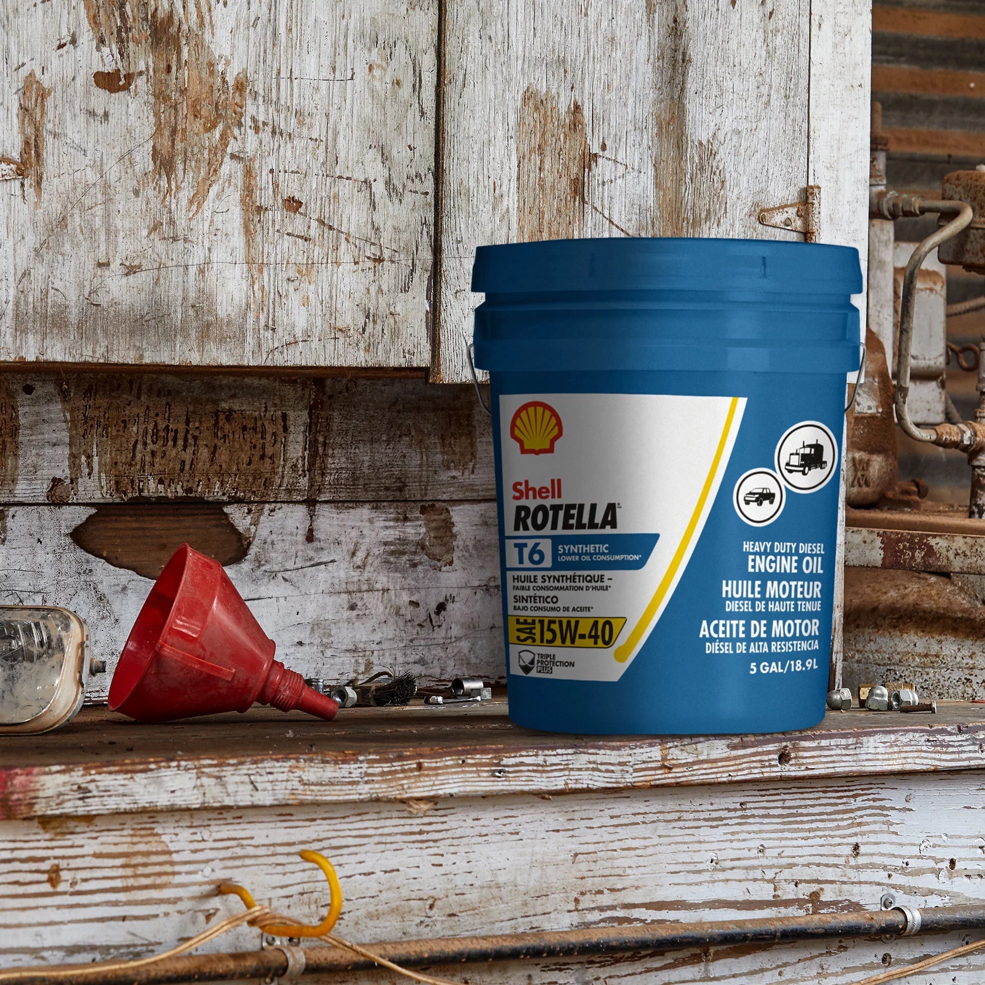 Shell Rotella T6 Full Synthetic 15W-40 Diesel Engine Oil 5 Gallon H90171