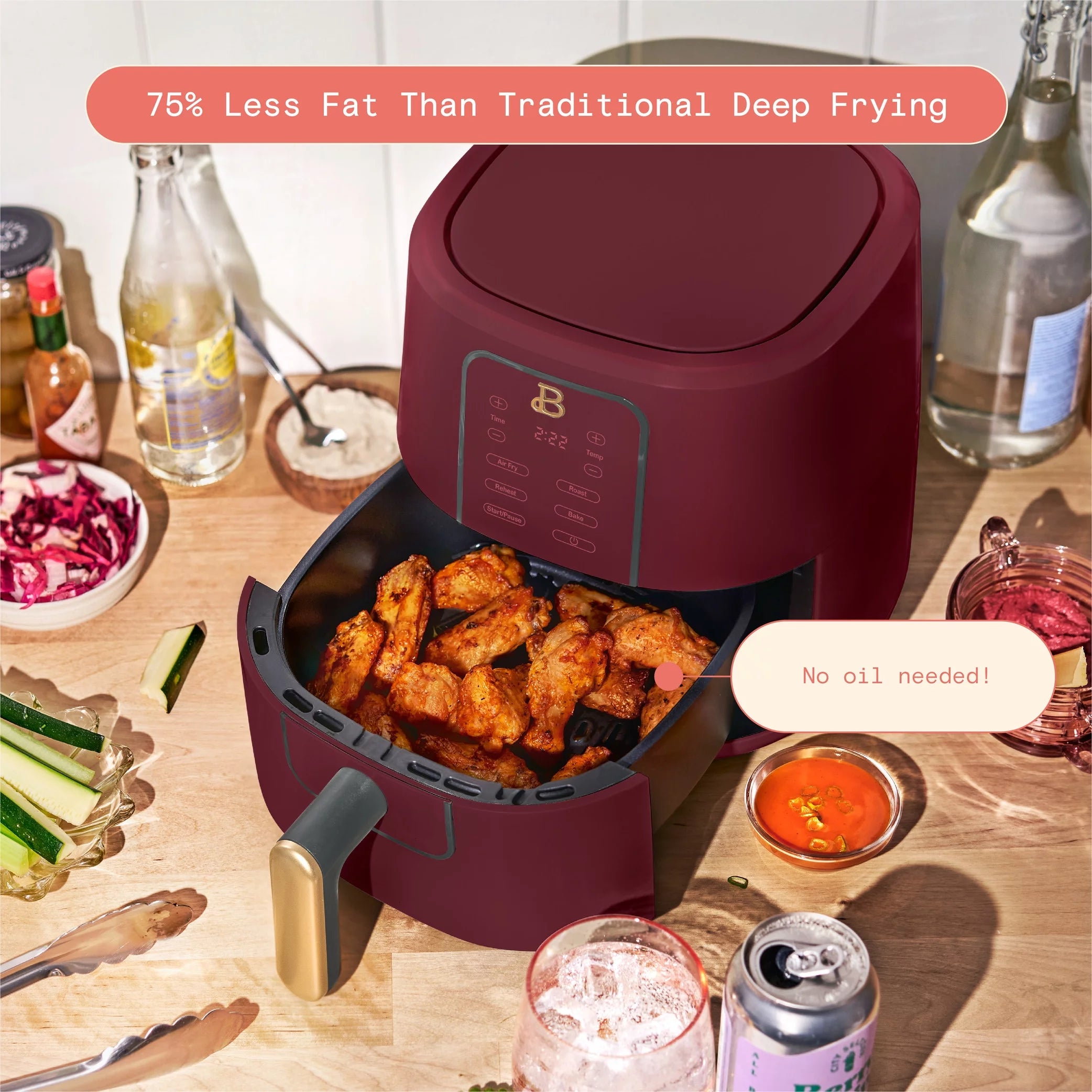 Beautiful 3 Qt Air Fryer with TurboCrisp Technology, White Icing by Drew Barrymore Q37808