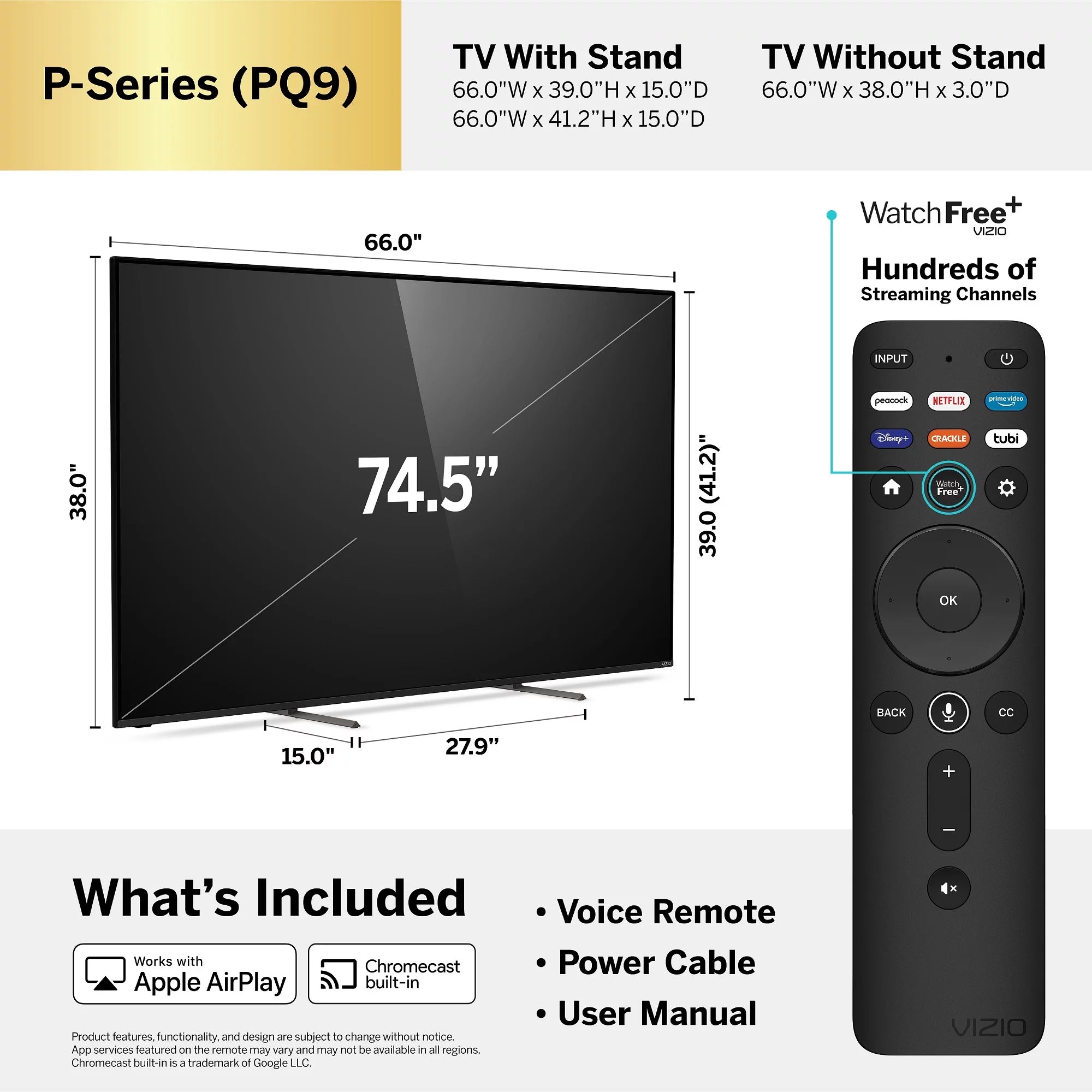 VIZIO 75 Class P-Series 4K QLED HDR Smart TV P75Q9-J01 I875