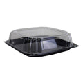 Sabert UltraStack Thermoformed Disposable Square Catering Tray with Lid Black Platter Clear Dome, 12" Length x 12" Width x 3.06" Height | 25/Case - Megean