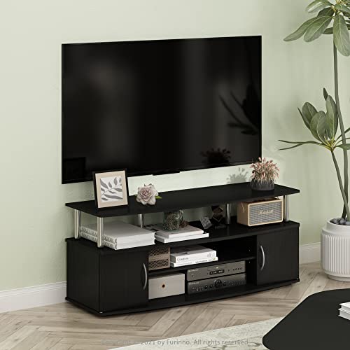 Furinno JAYA Large Entertainment Stand for TV Up to 55 Inch, French Oak Grey/Black V100781
