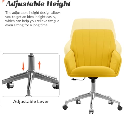Velvet Home Office Chair with Gold Base, Swivel Desk Chair with Wheels (Cream) Z435471