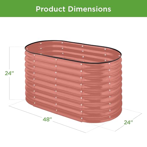Best Choice Products 8x2x2ft Metal Raised Garden Bed Oval Planter Box for Vegetables, Herbs B5622