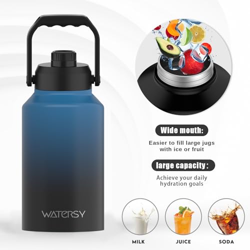 128oz Insulated Stainless Steel Water Bottle with Handle, Black W803