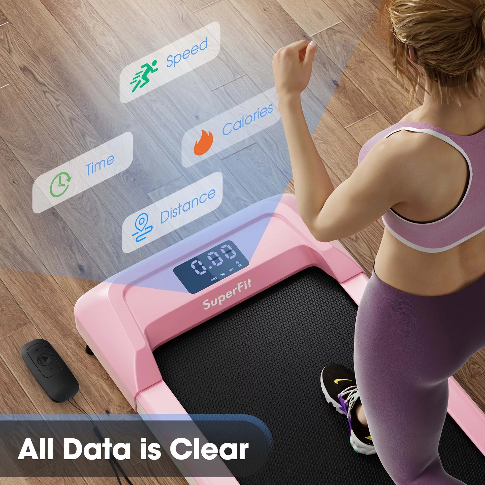SuperFit Walking Pad Under Desk Treadmill with Remote Control, Black G33180