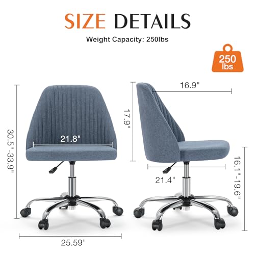 Sweetcrispy Armless Office Chair with Wheels, Adjustable Swivel Task Chair S259576