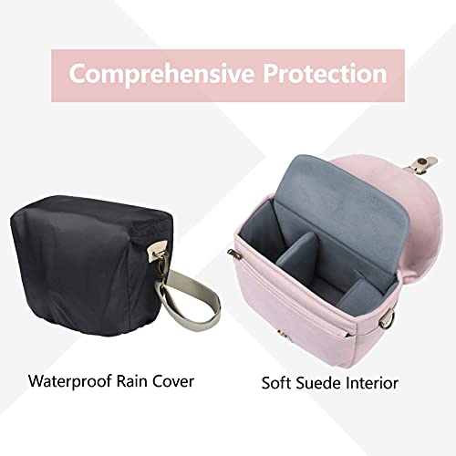 BAGSMART Canvas Crossbody Camera Bag with Rain Cover, Khaki U43920