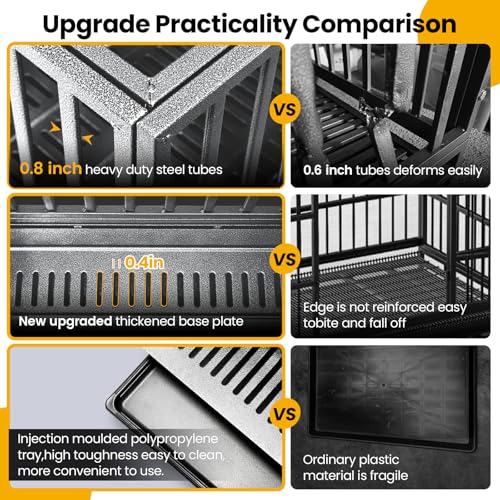 Oranland 48 inch Heavy Duty Dog Crate for Large Dogs, Double Door with Wheels J273901