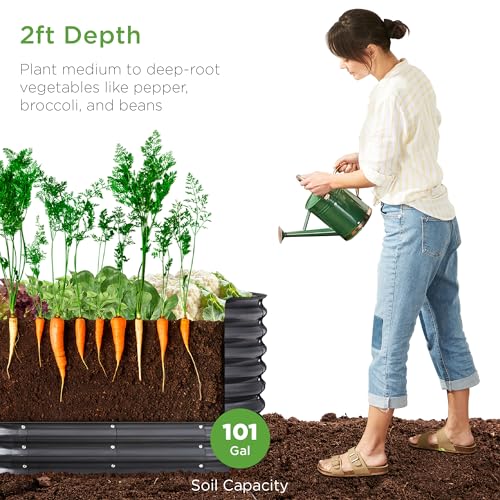 Best Choice Products 8x2x2ft Metal Raised Garden Bed Oval Planter Box for Vegetables, Herbs B5622