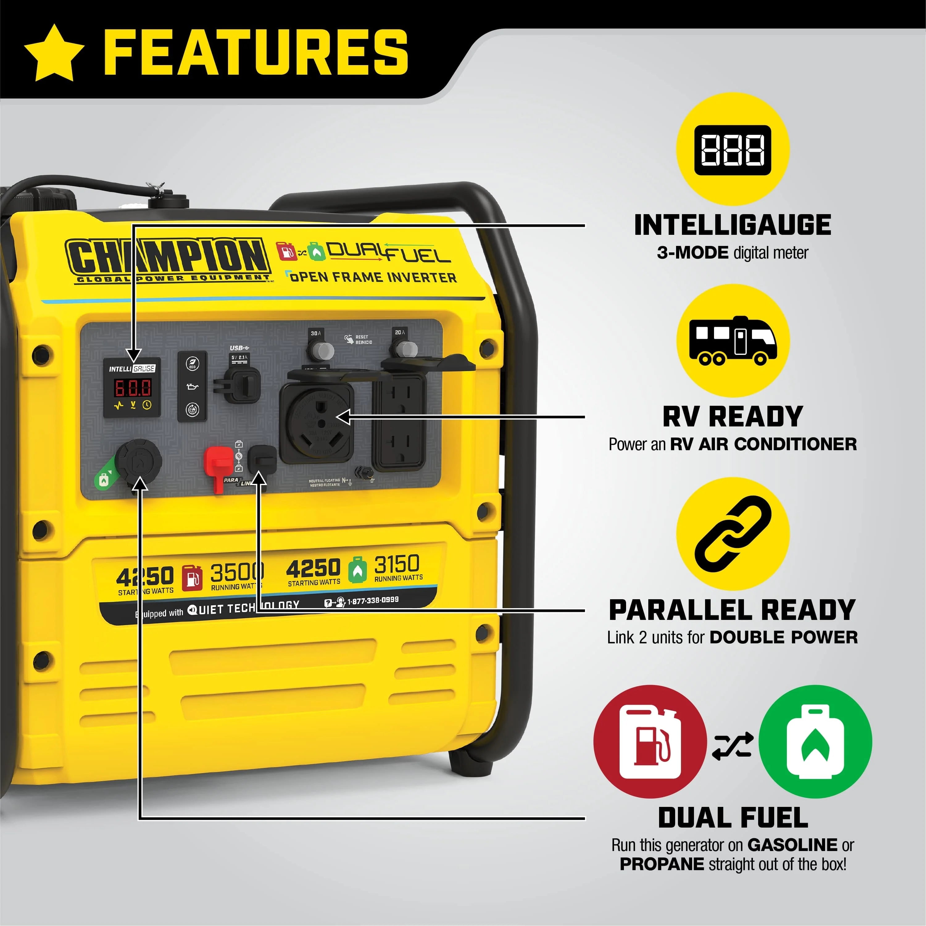 Champion Power Equipment 4250-Watt Dual Fuel Inverter Generator O22925