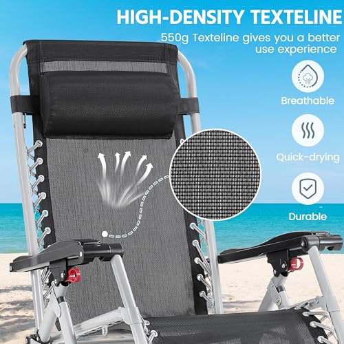 Yaheetech Zero Gravity Chair Folding Recliner with Removable Pad and Headrest, Gray Q7795