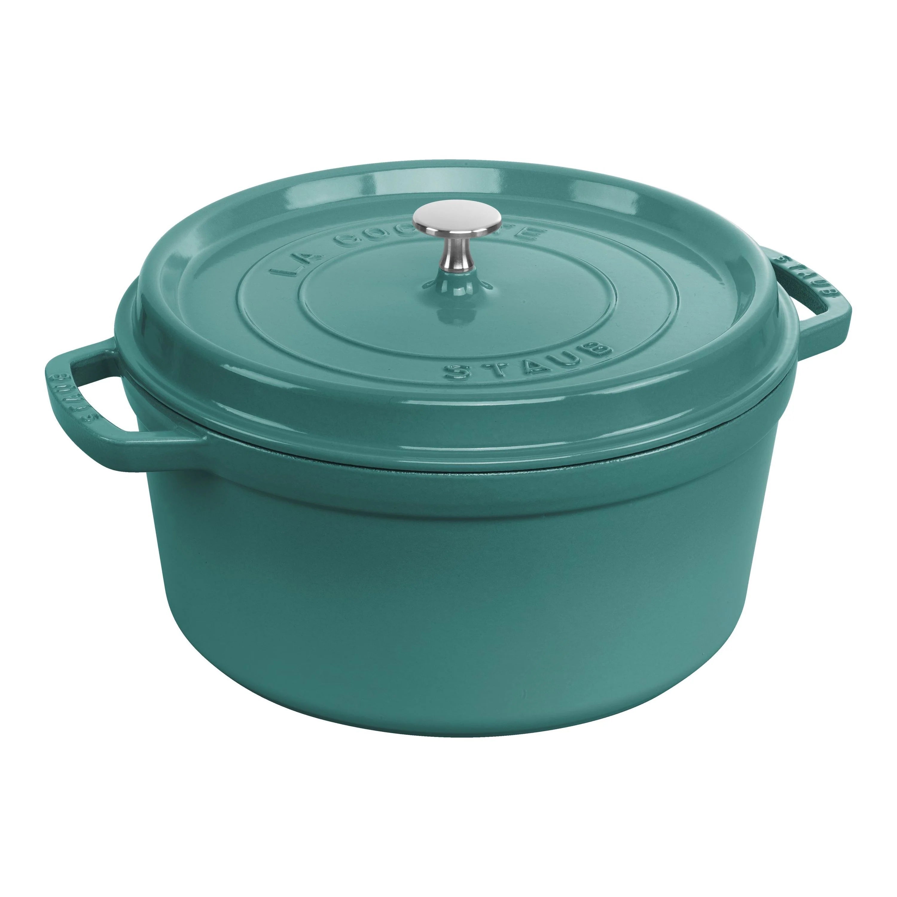 Staub 7 Qt. Cast Iron Dutch Oven in Turquoise, Round Cocottes Series