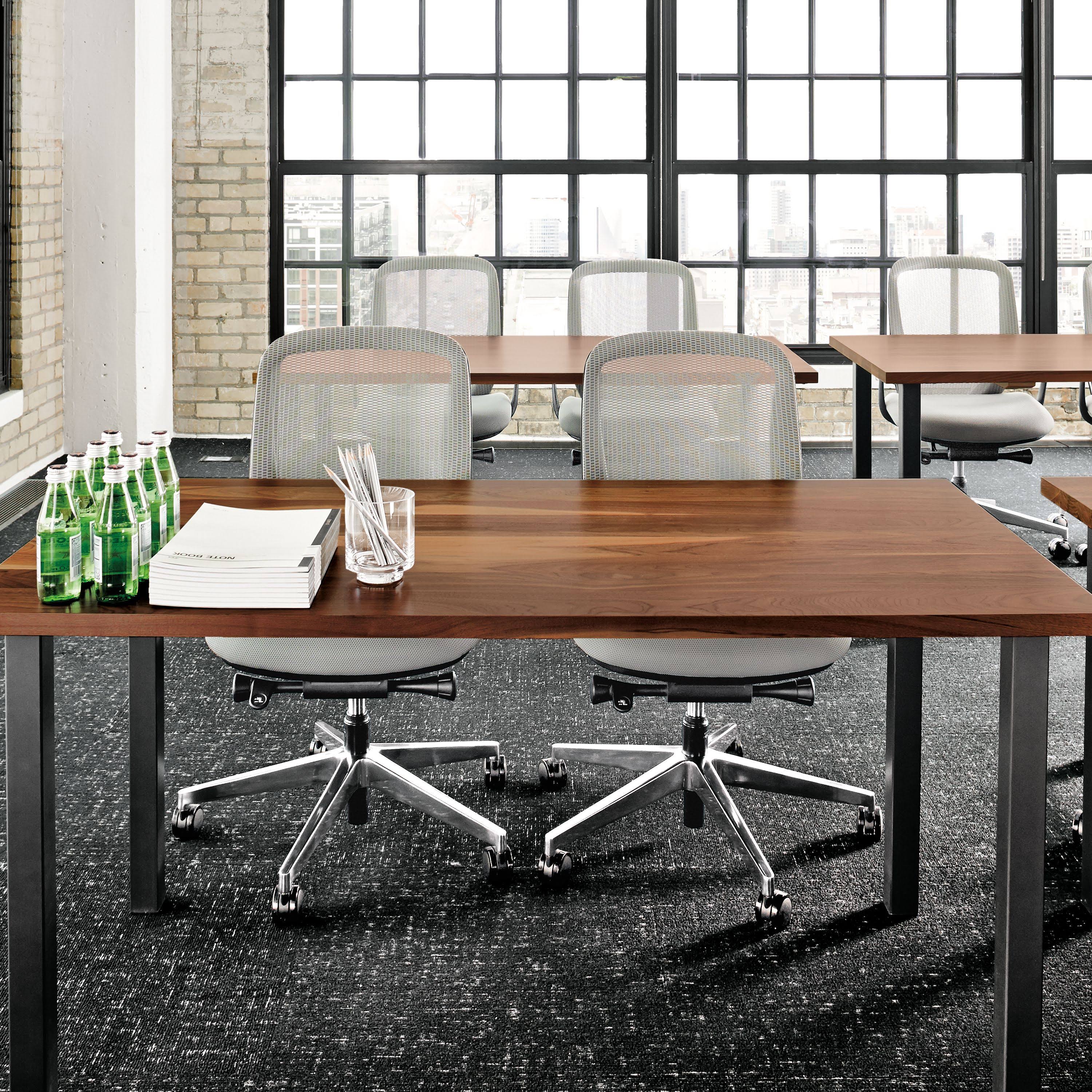 Room & Board Modern Parsons Square Table, Cherry Top with Taupe Base Q8913