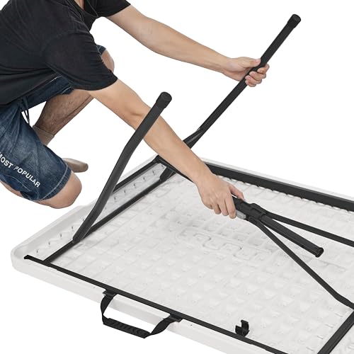 Amazon Basics Heavy Duty Folding Table 6 ft with Carrying Handle, White V552