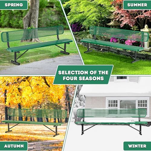 Heavy Duty Outdoor Metal Park Bench with Backrest for Garden Patio Yard K713