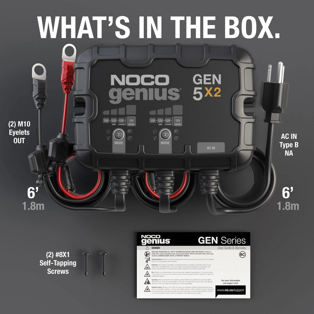 NOCO Genius GEN5X2 2-Bank 10A 12V Onboard Battery Charger G9472