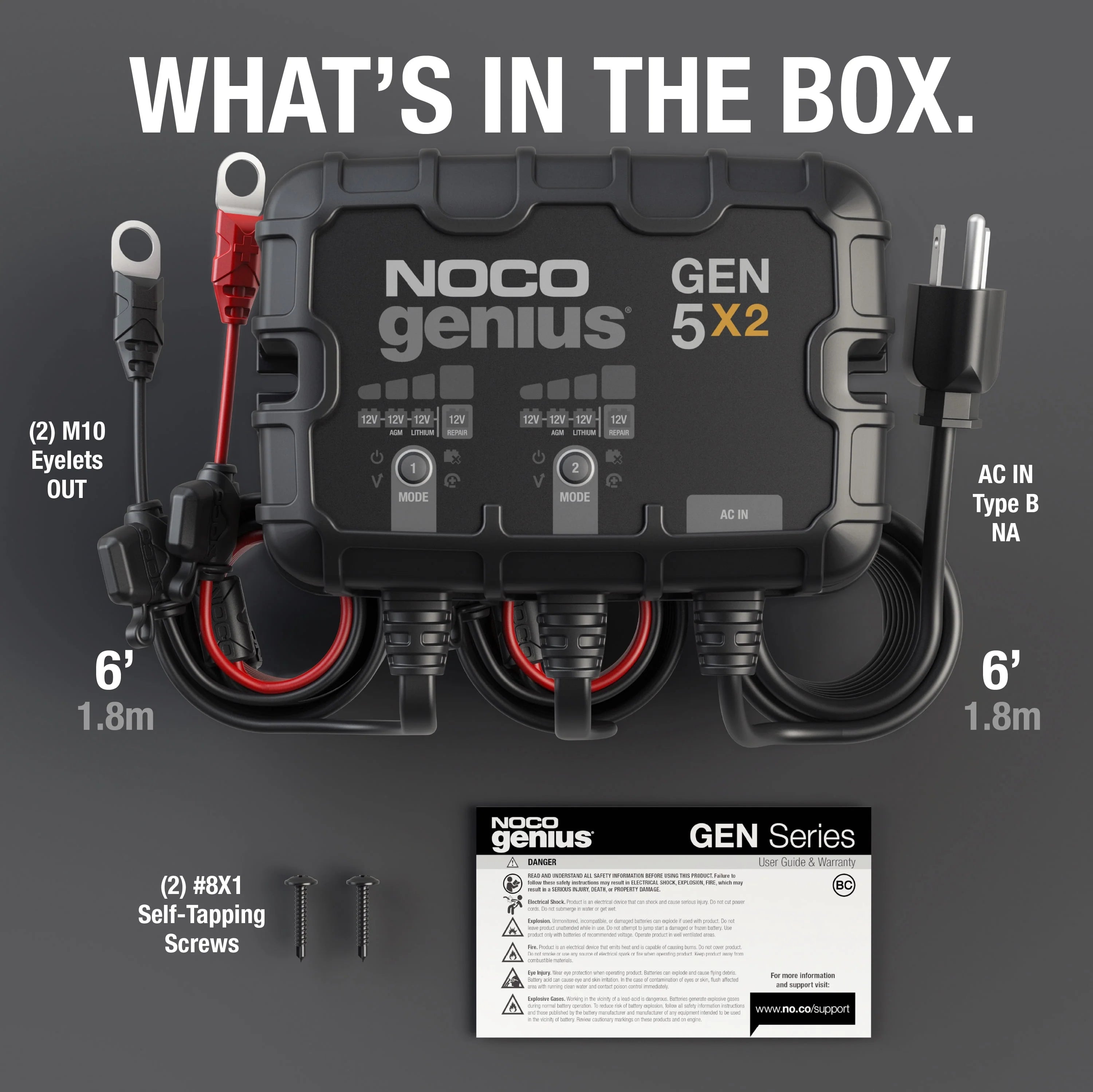 NOCO Genius GEN5X2 2-Bank 10A 12V Onboard Battery Charger G9472