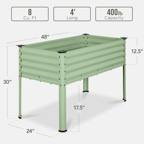 Best Choice Products 48x24x30in Galvanized Raised Garden Bed, Metal Elevated Planter Box, Dark Green S888804