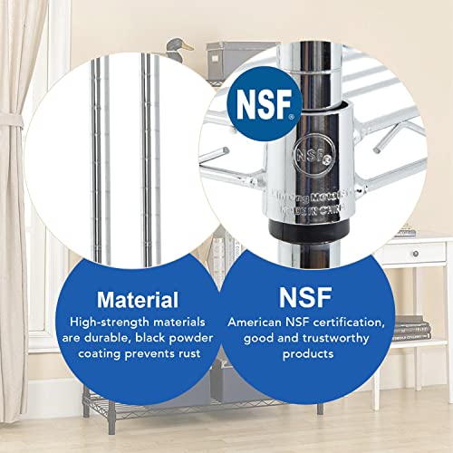 4 Tier NSF Wire Shelving Unit Heavy Duty Steel Storage Rack, Black X19089