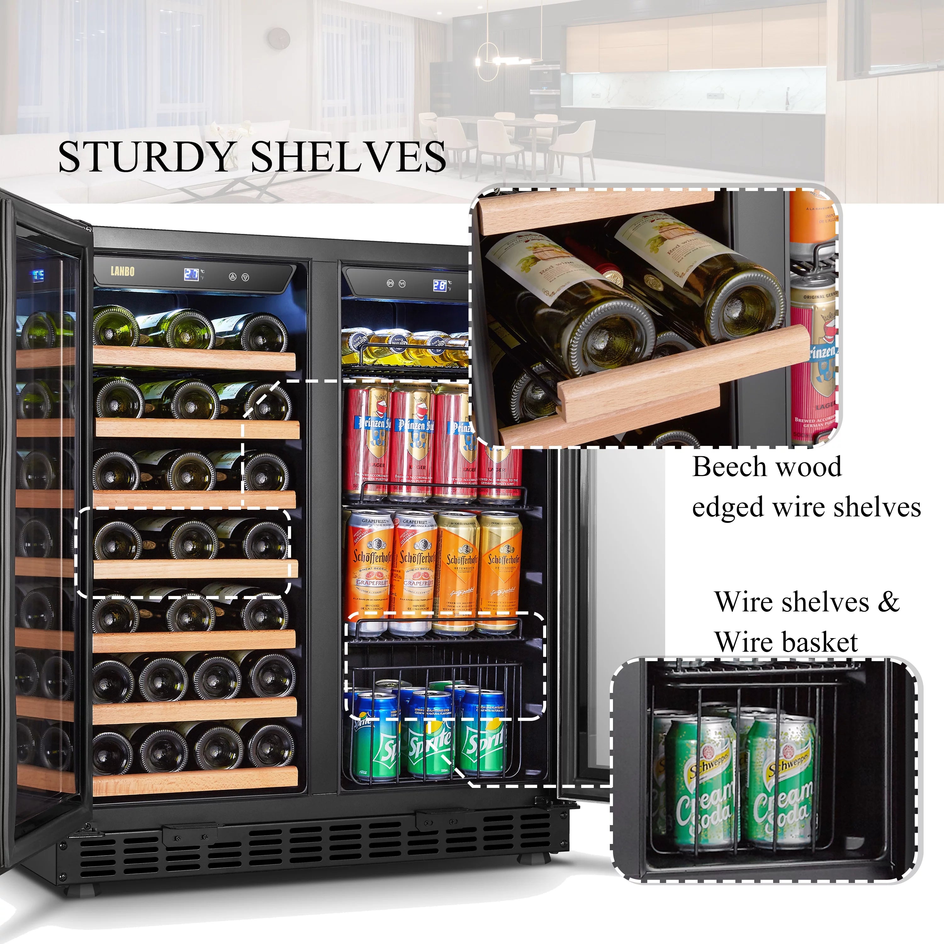 Lanbo 30 Inch Dual Zone Wine Refrigerator and Beverage Cooler D20819