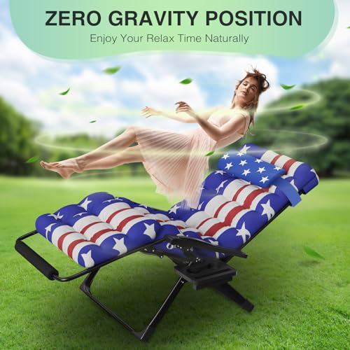 Suteck Zero Gravity Chair Reclining Camping Lounge with Removable Cushion and Cup Holder Z41184