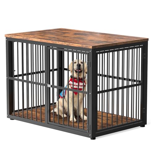 43'' Dog Crate Furniture with 3 Doors, XL Wooden End Table for Medium to Large Dogs M2208