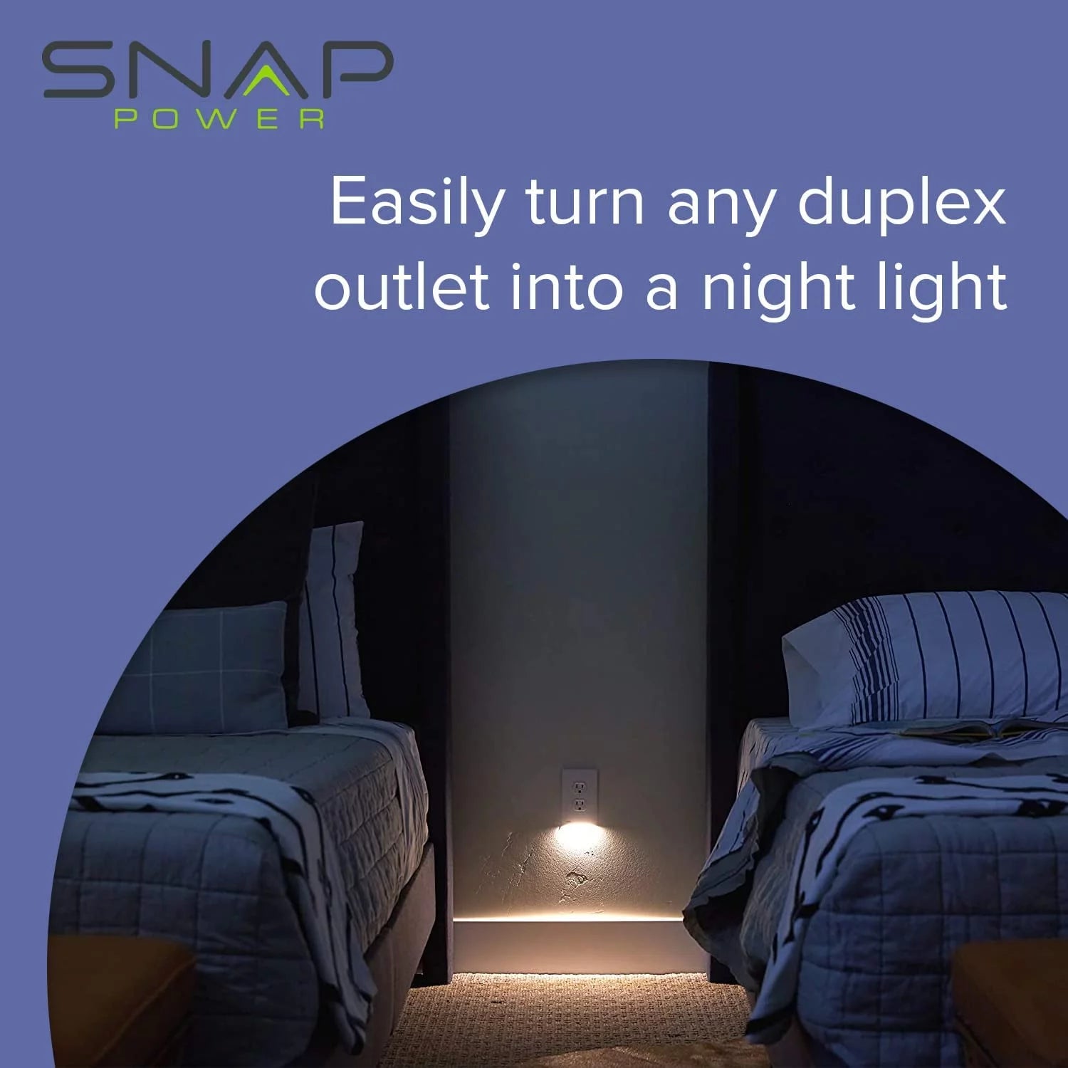 SnapPower GuideLight 2 LED Night Light Outlet Wall Plate, Duplex, White J3320