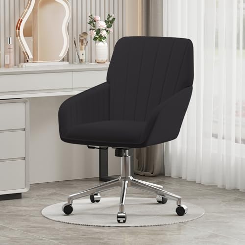 Velvet Home Office Chair with Gold Base, Swivel Desk Chair with Wheels (Cream) Z435471
