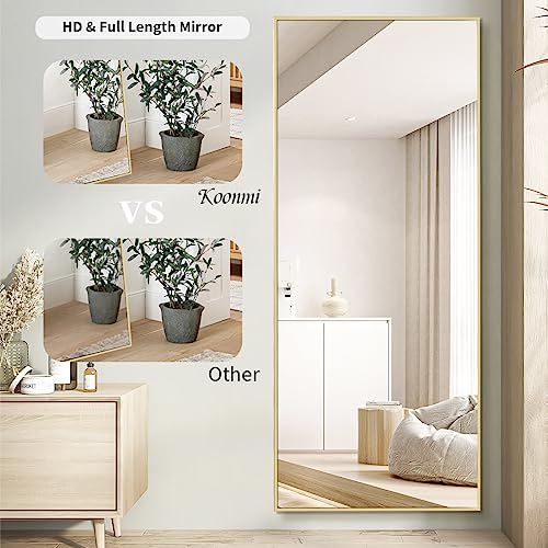Koonmi Large Full Length Mirror with Stand, Aluminum Alloy Frame, Black G7504