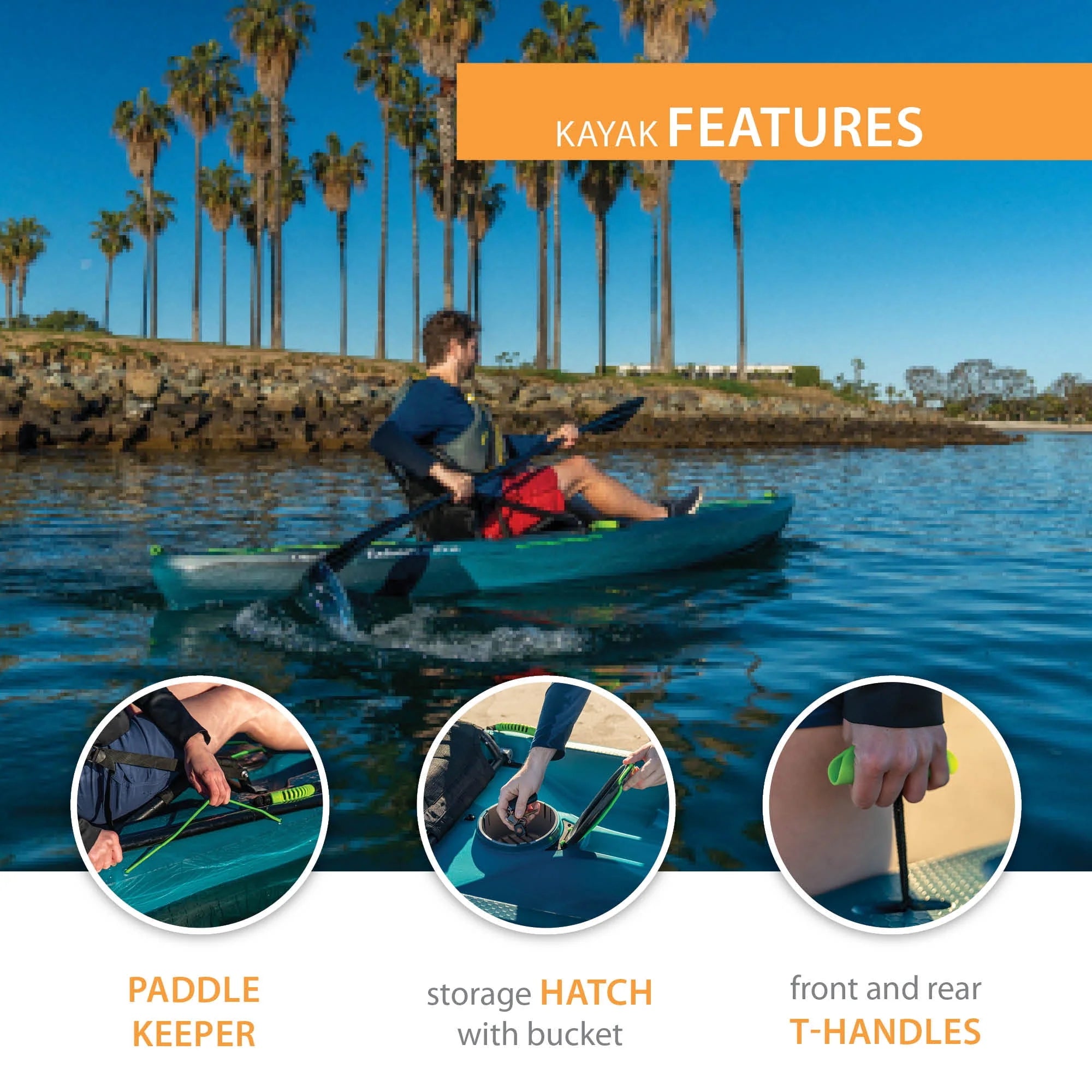 Lifetime Tahoma Pro 123 inch Sit-on-Top Kayak, Aurora Fusion V925304