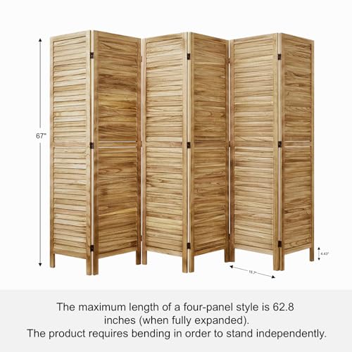 Room Partitions and Dividers, 5.6 Ft Tall Folding Wood Screen, 4 Panels S6959