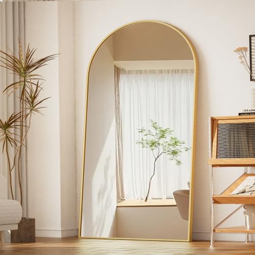 BEAUTYPEAK 65"x24" Arched Full Length Floor Mirror, Black D361