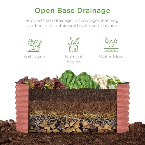 Best Choice Products 8x2x2ft Metal Raised Garden Bed Oval Planter Box for Vegetables, Herbs B5622