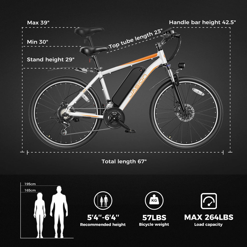 Jasion EBX 26 Electric Bike for Adults, 500W Motor, Removable Battery E693735