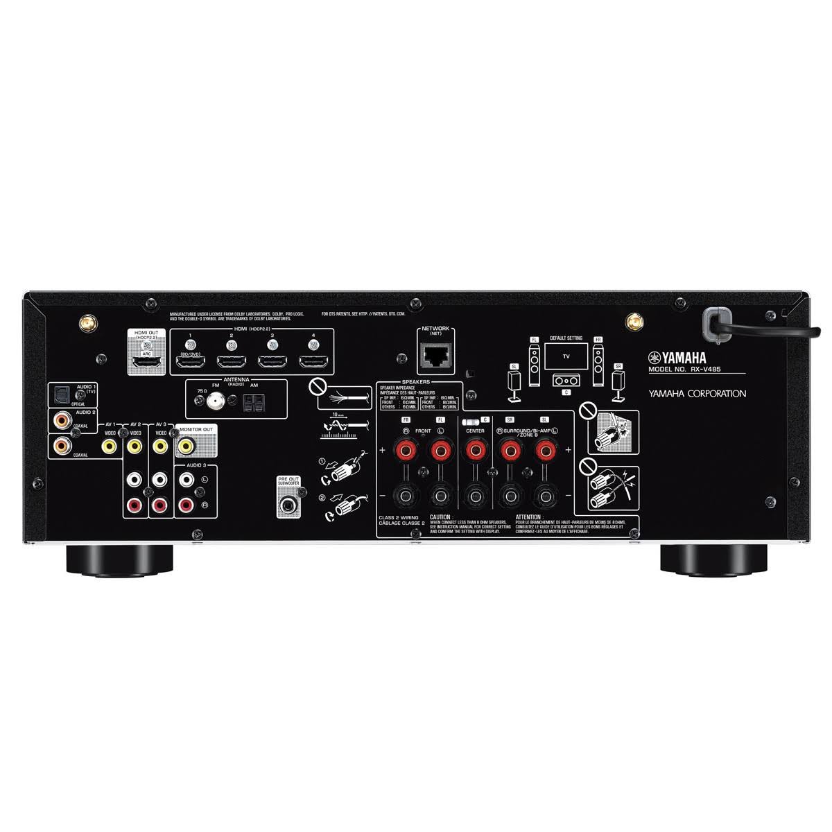 Yamaha RX-V485BL 5.1 AV Receiver with WX-021WH MusicCast 20 Speakers (White) J71498