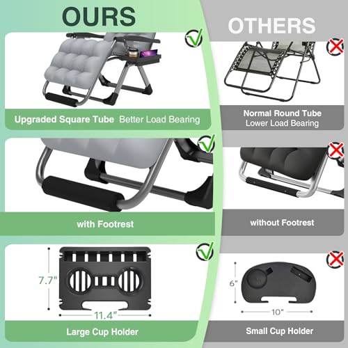 Suteck Zero Gravity Chair Reclining Camping Lounge with Removable Cushion and Cup Holder Z41184