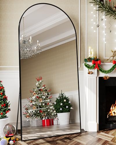 Arched Full Length Floor Mirror 76"x34" Black Freestanding I957