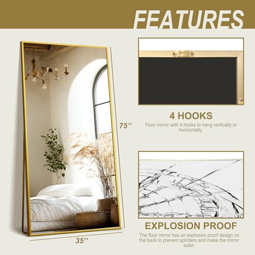 Delma Wall Full Length Mirror with Aluminium Frame, 56x15, Black Z730
