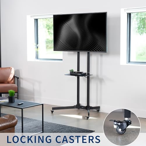 VIVO Mobile TV Cart for 32-83 inch Screens, Rolling Stand with Locking Wheels, Black F79048