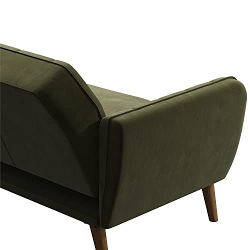 Novogratz Tallulah Memory Foam Futon Convertible Couch, Camel Faux Leather F5939
