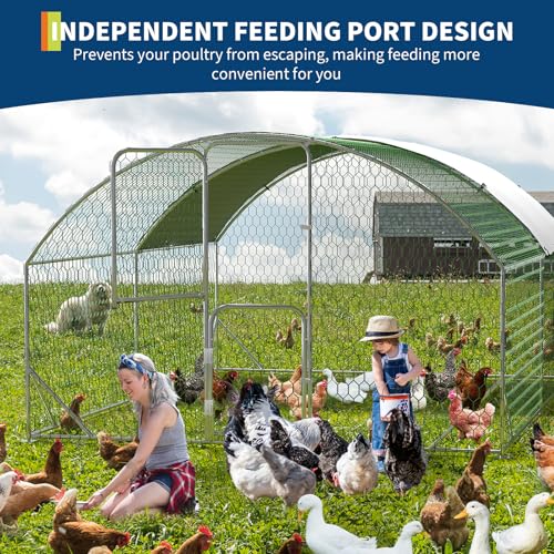Large Metal Chicken Coop Walk-in Poultry Cage with Waterproof Cover, Double Lockable Doors X5588