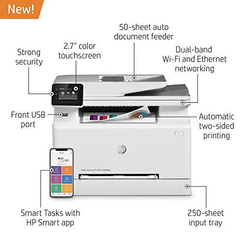 HP LaserJet M283fdw MFP Color Multifunction Laser Printer, 7KW75A#BGJ