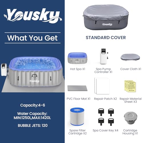 Inflatable Hot Tub 6-8 Person with 120 Bubble Jets and Heater K601