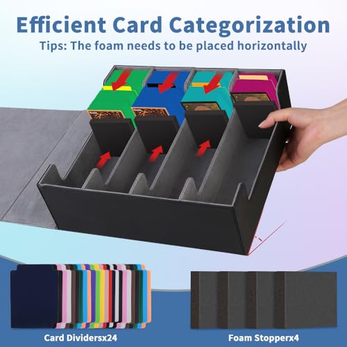Trading Card Storage Box 4-Row Holder for MTG, Pokemon, YUGIOH S705