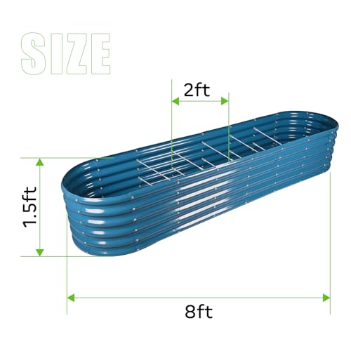 Land Guard 8ft Galvanized Raised Garden Bed Kit, Oval Metal Outdoor Planter Box, Silver D8675