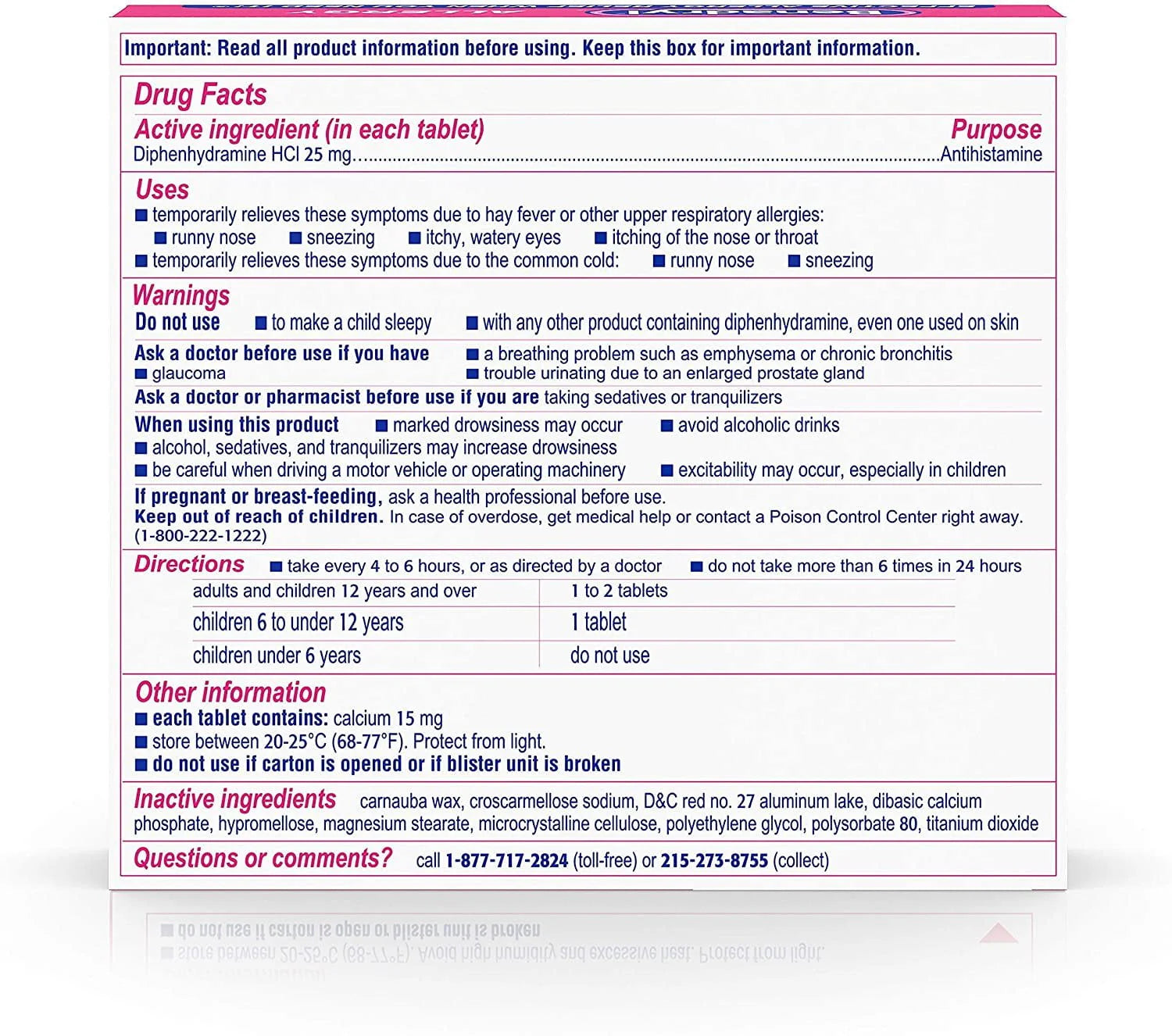 Benadryl Ultratabs Antihistamine Cold & Allergy Relief Tablets, 24 Ct W2632