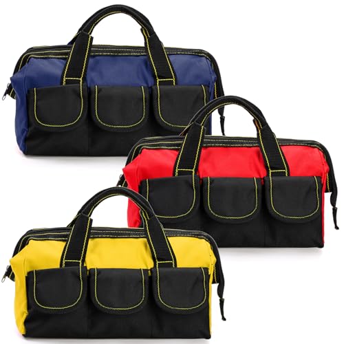 3 Pack 13 Inch Tool Bag with Waterproof Base, Heavy Duty Tool Storage Organizer P243