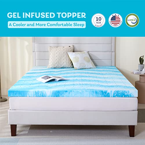 EGO Topper 2 Inch Twin Memory Foam Mattress Topper, Gel Infused, CertiPUR-US Certified F677
